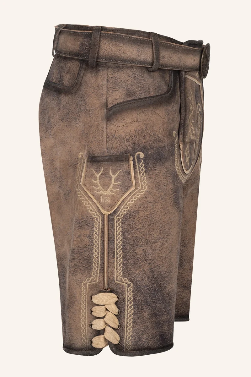 Kruger Men's Lederhosen "Magnus" with Belt - Brown