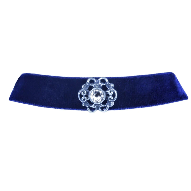 LUISIA® Samt Kropfband Annina mit Ornament und Premium Kristall - Dunkelblau