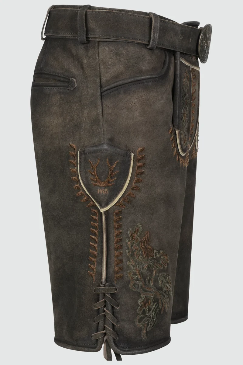 Kruger Men's Lederhosen "Elliot" with Belt - Brown