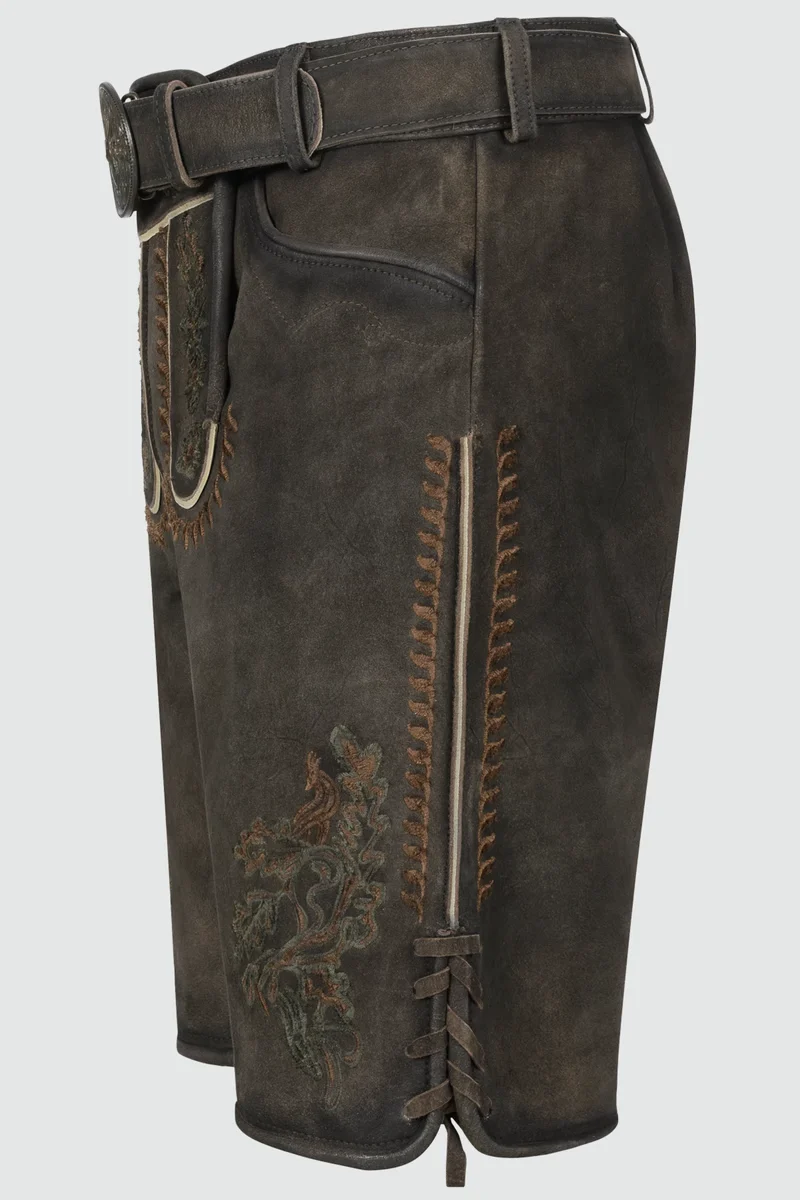 Kruger Men's Lederhosen "Elliot" with Belt - Brown