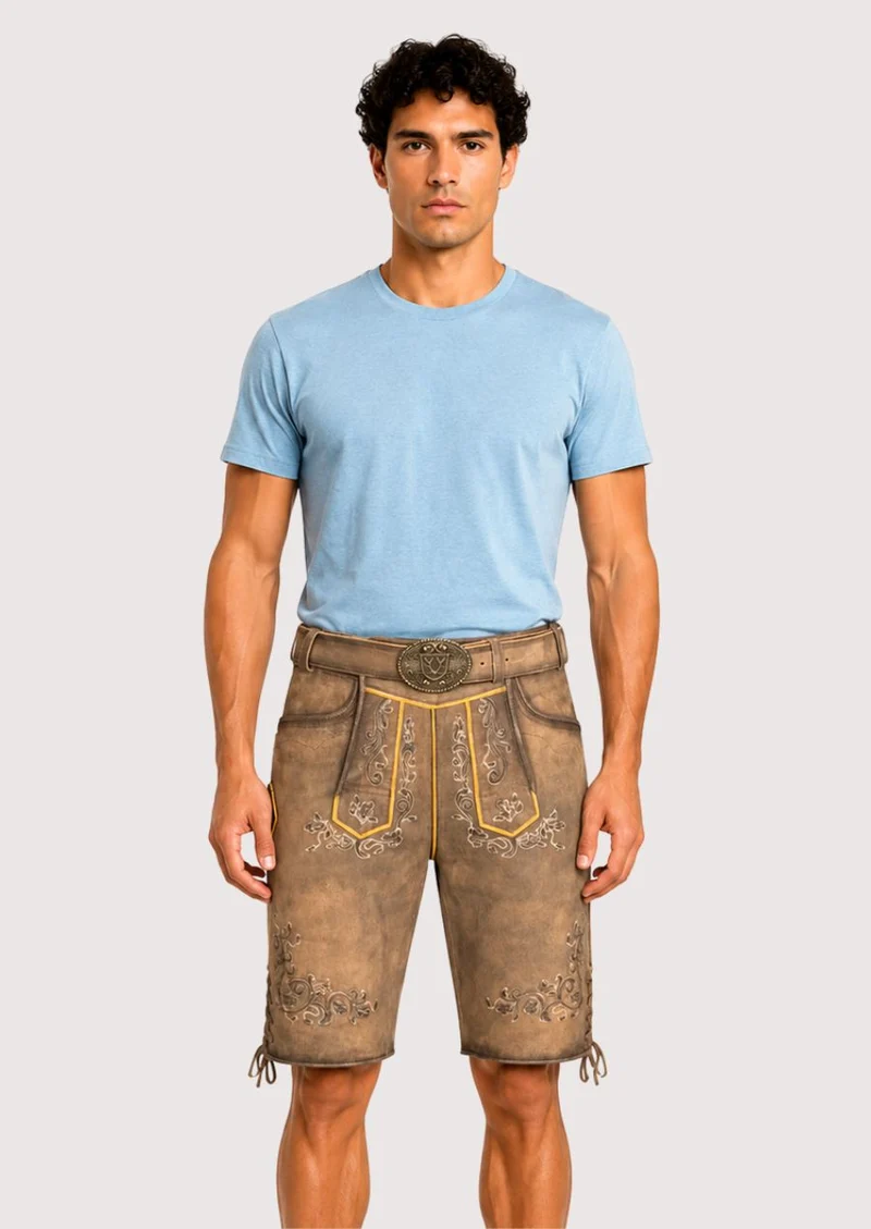 Men's Bavarian Dust Brown Lederhosen Shorts