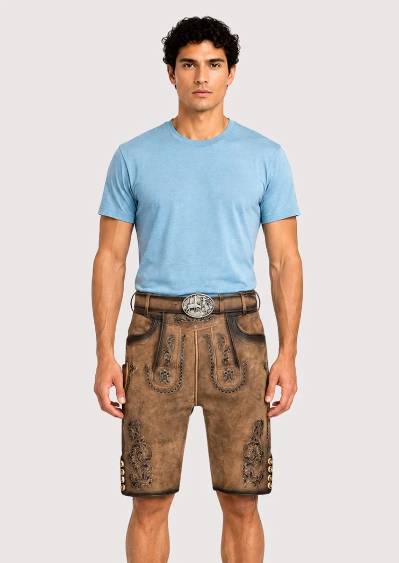 Mens Alpine Fawn Brown Lederhosen