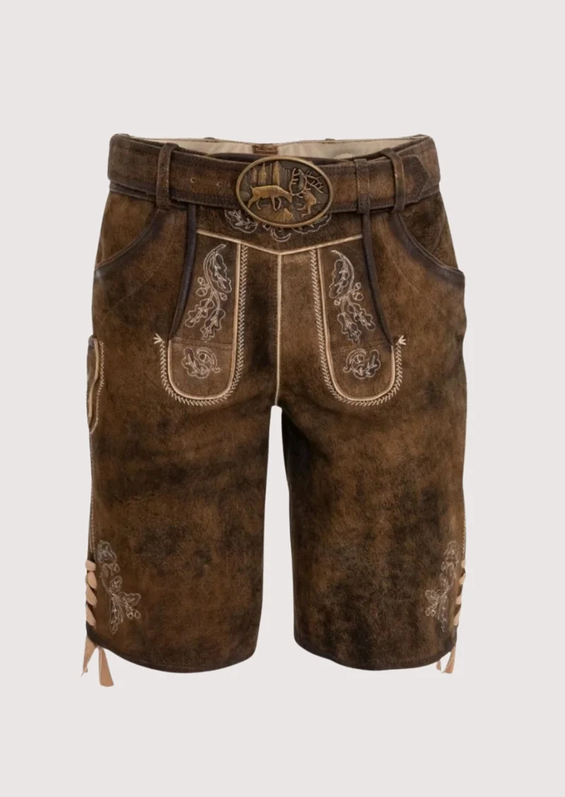 Men's Rustic Deer Emblem Lederhosen Shorts