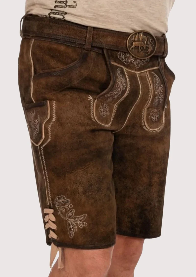 Men's Rustic Deer Emblem Lederhosen Shorts