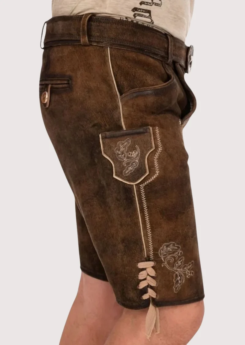 Men's Rustic Deer Emblem Lederhosen Shorts