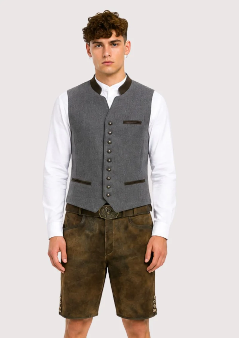 Men’s Classic Leather Lederhosen - Authentic Bavarian Look for 2026