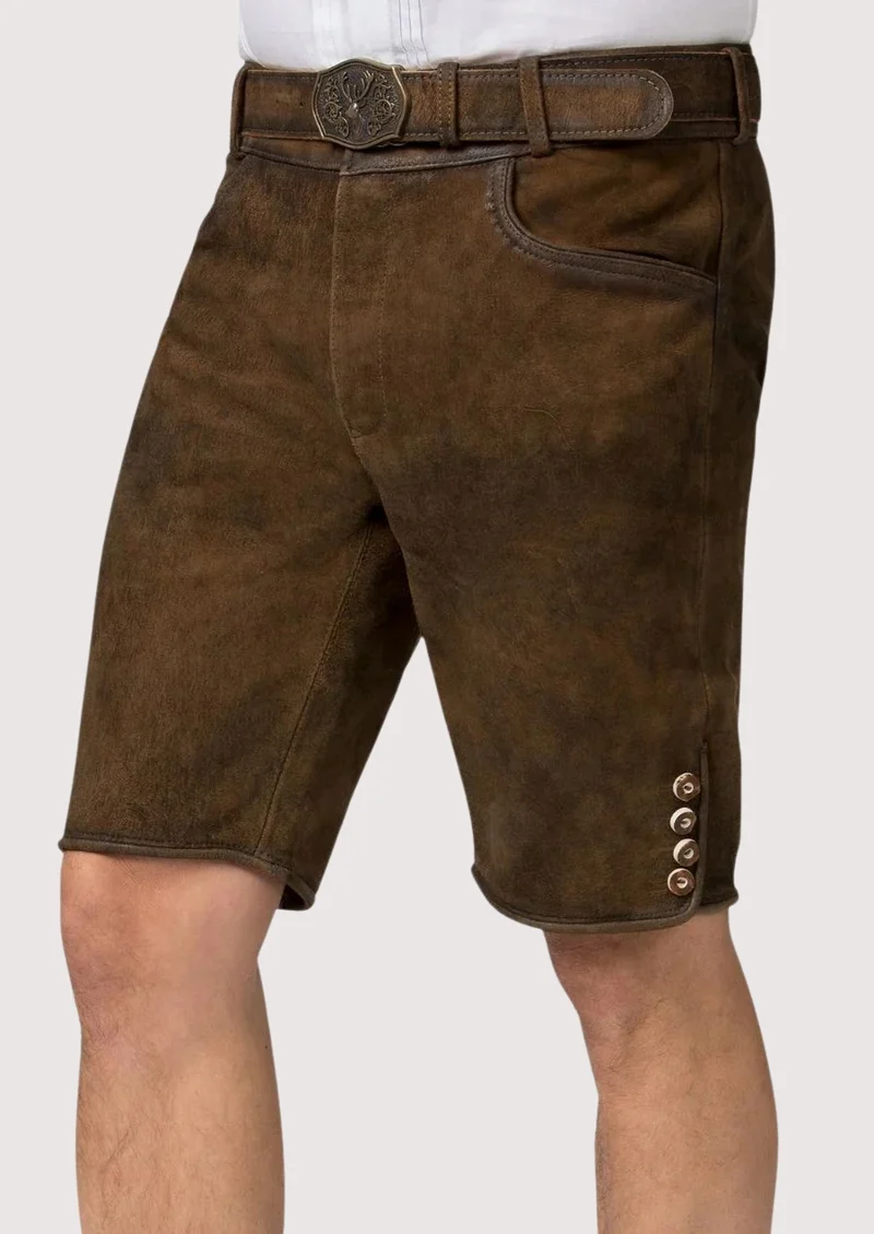 Men’s Classic Leather Lederhosen - Authentic Bavarian Look for 2026