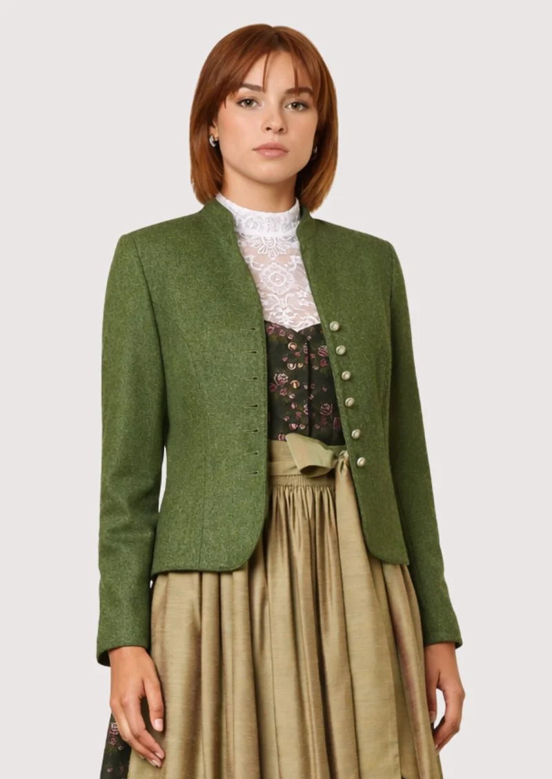Womens Oktoberfest Olive Green Wool Jacket