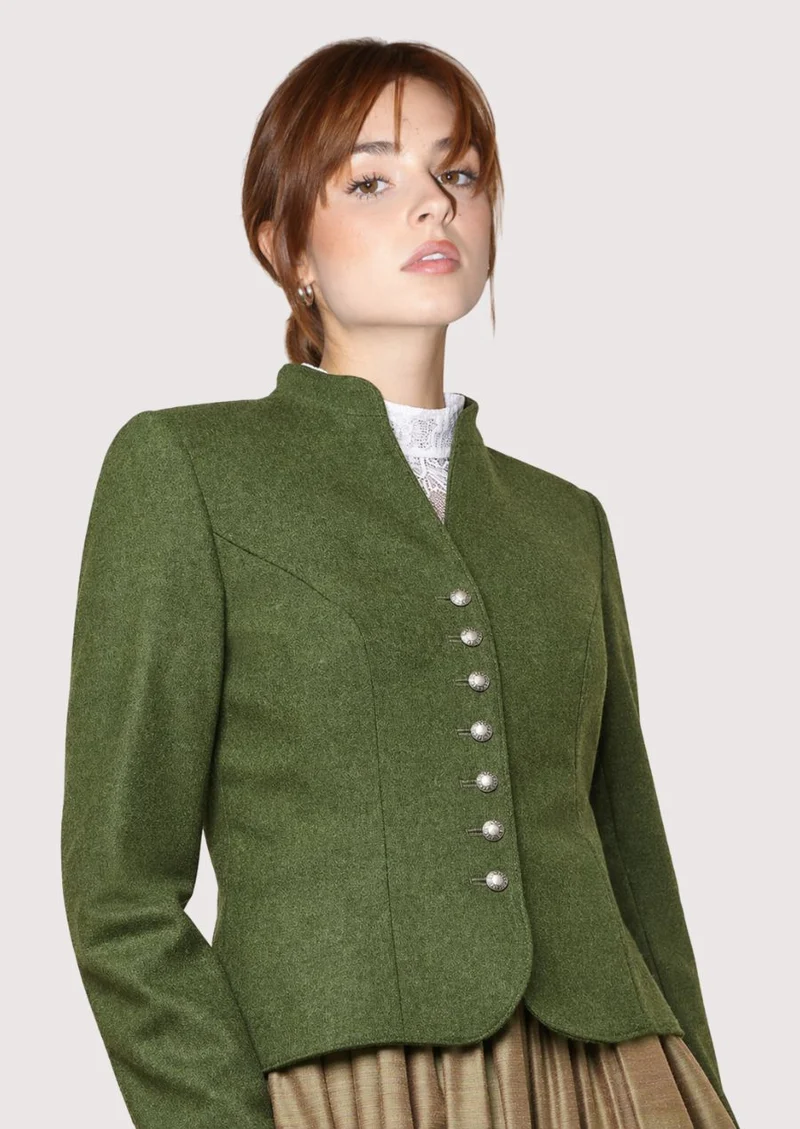 Womens Oktoberfest Olive Green Wool Jacket