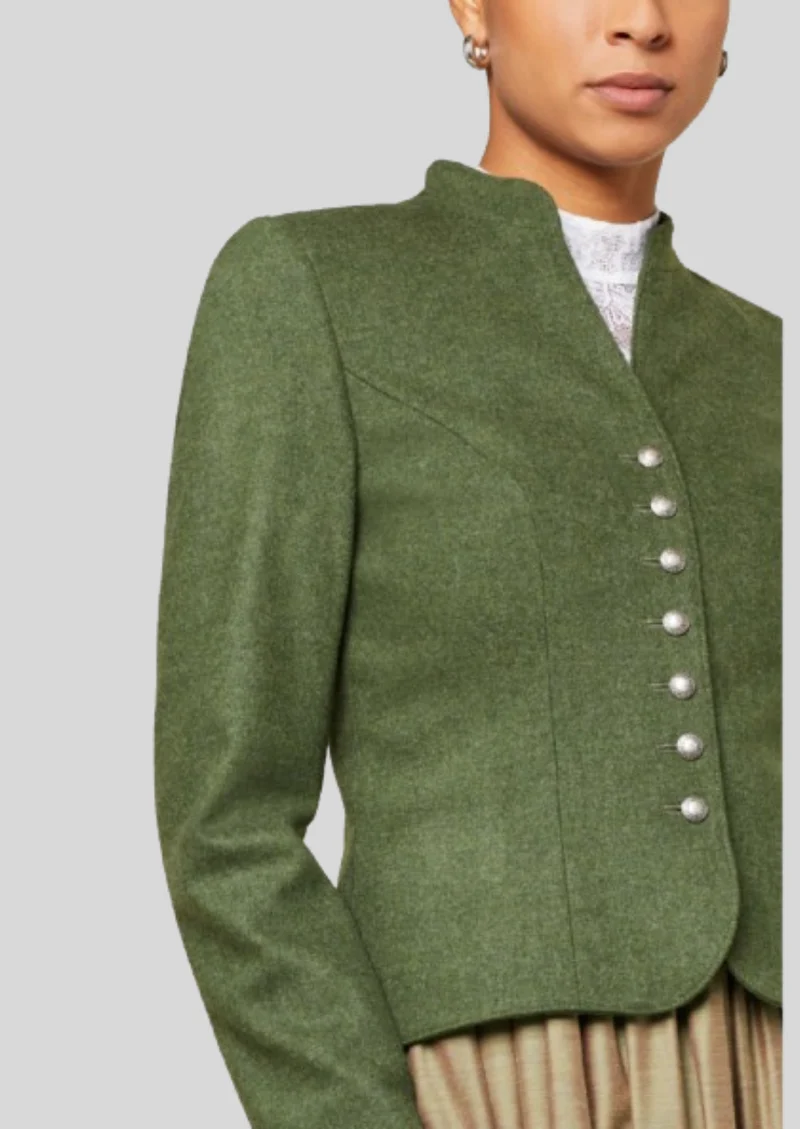 Womens Oktoberfest Olive Green Wool Jacket