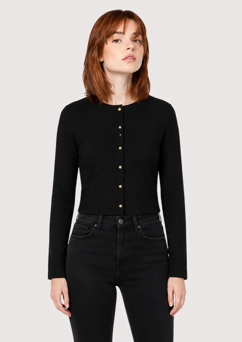 Womens Black Knit Cardigan Chic Fit