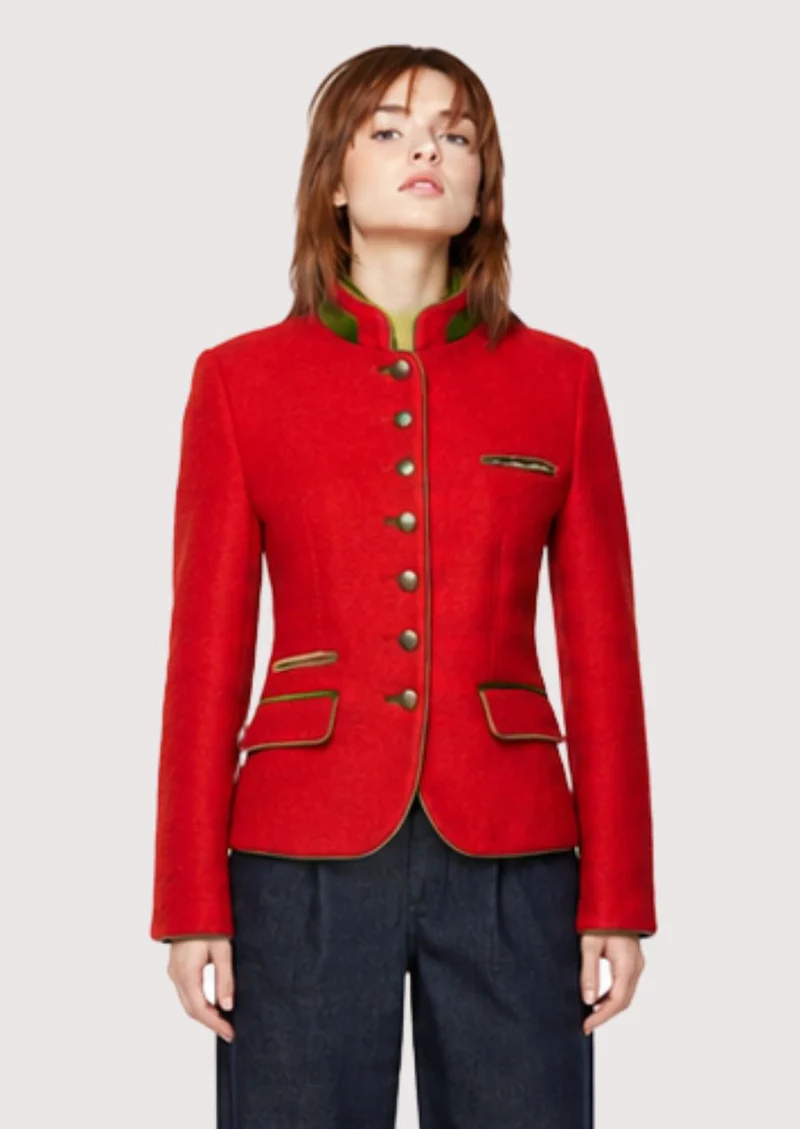 Womens Red Alpine Wool Jacket Fit