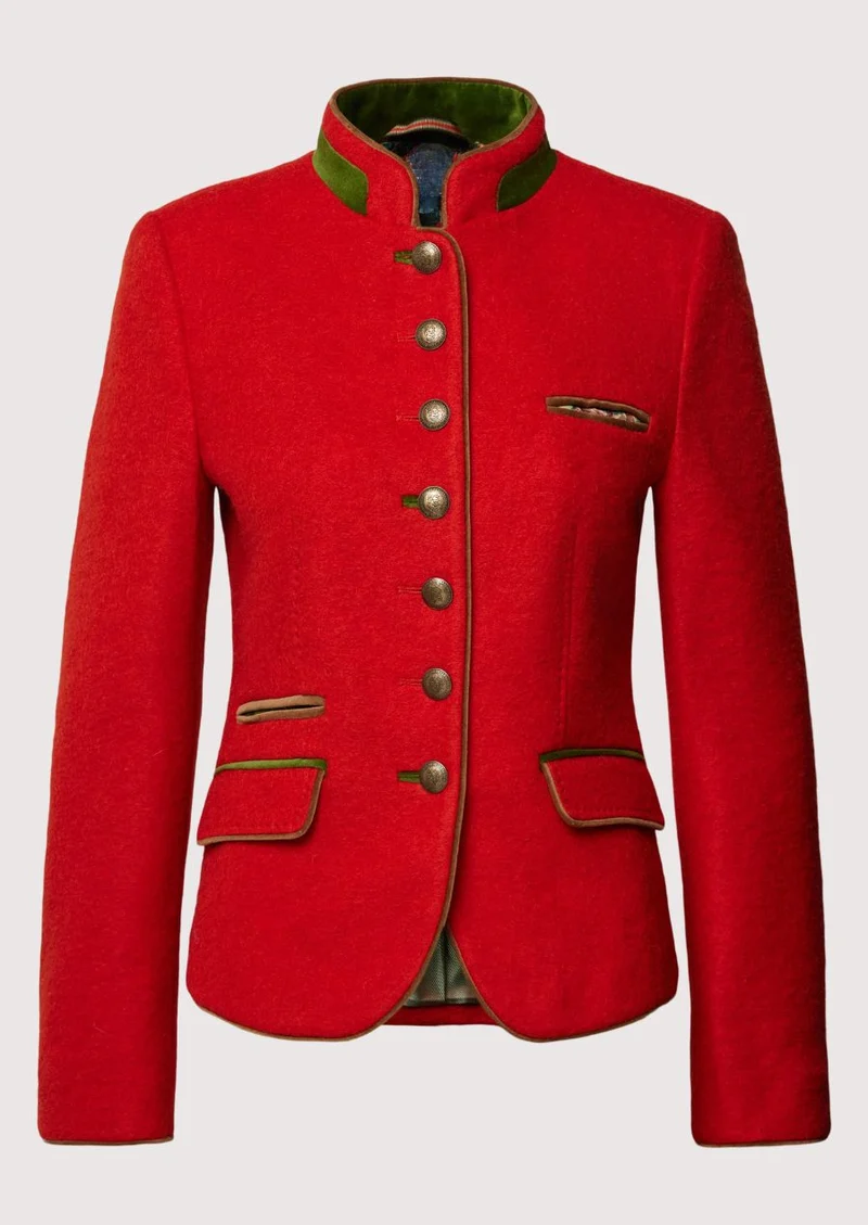 Womens Red Alpine Wool Jacket Fit