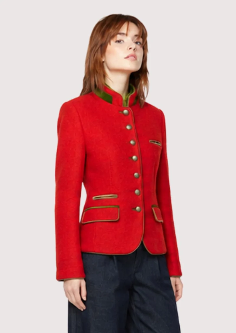 Womens Red Alpine Wool Jacket Fit