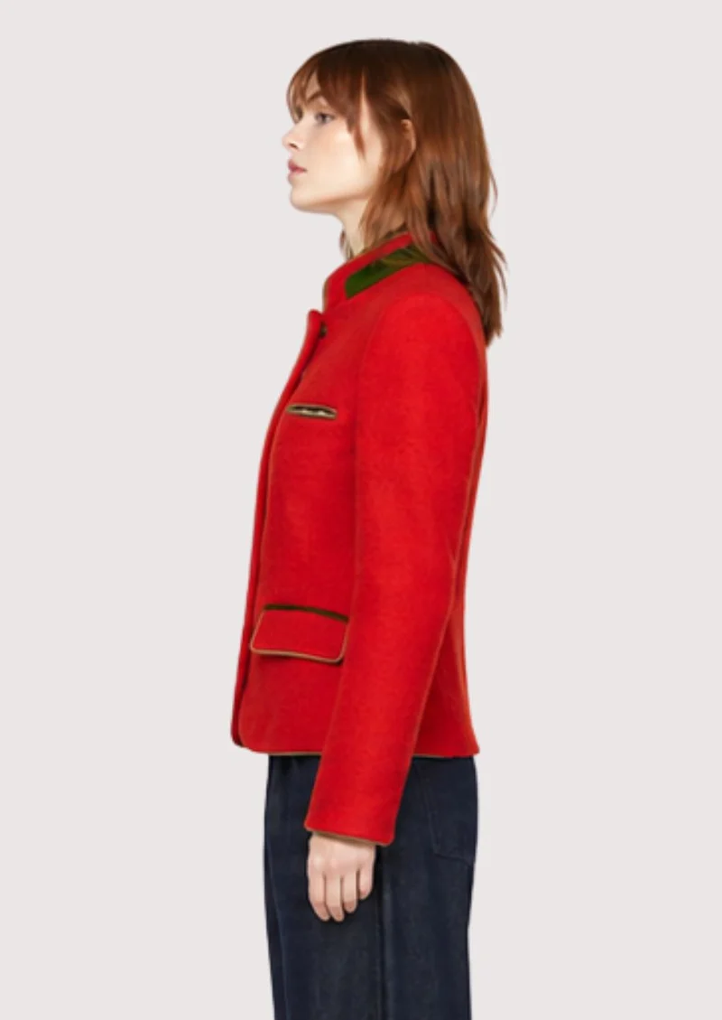 Womens Red Alpine Wool Jacket Fit