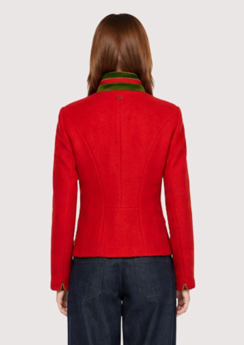 Womens Red Alpine Wool Jacket Fit