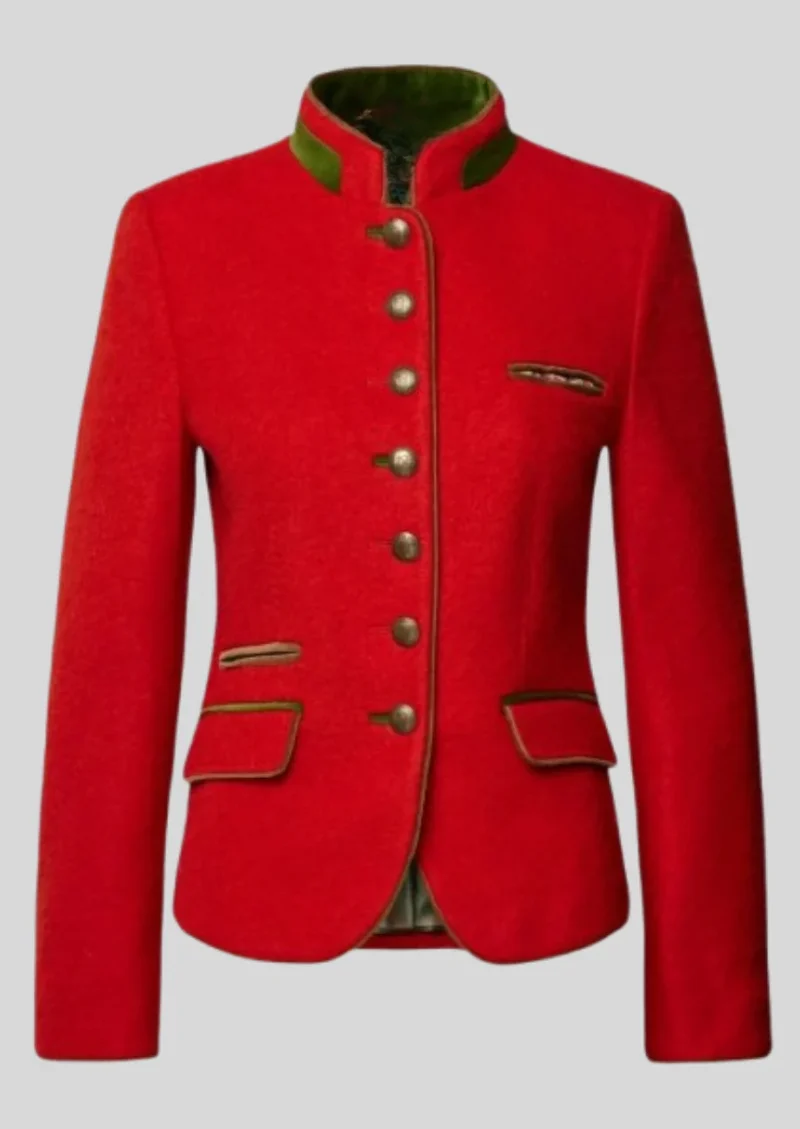 Womens Red Alpine Wool Jacket Fit