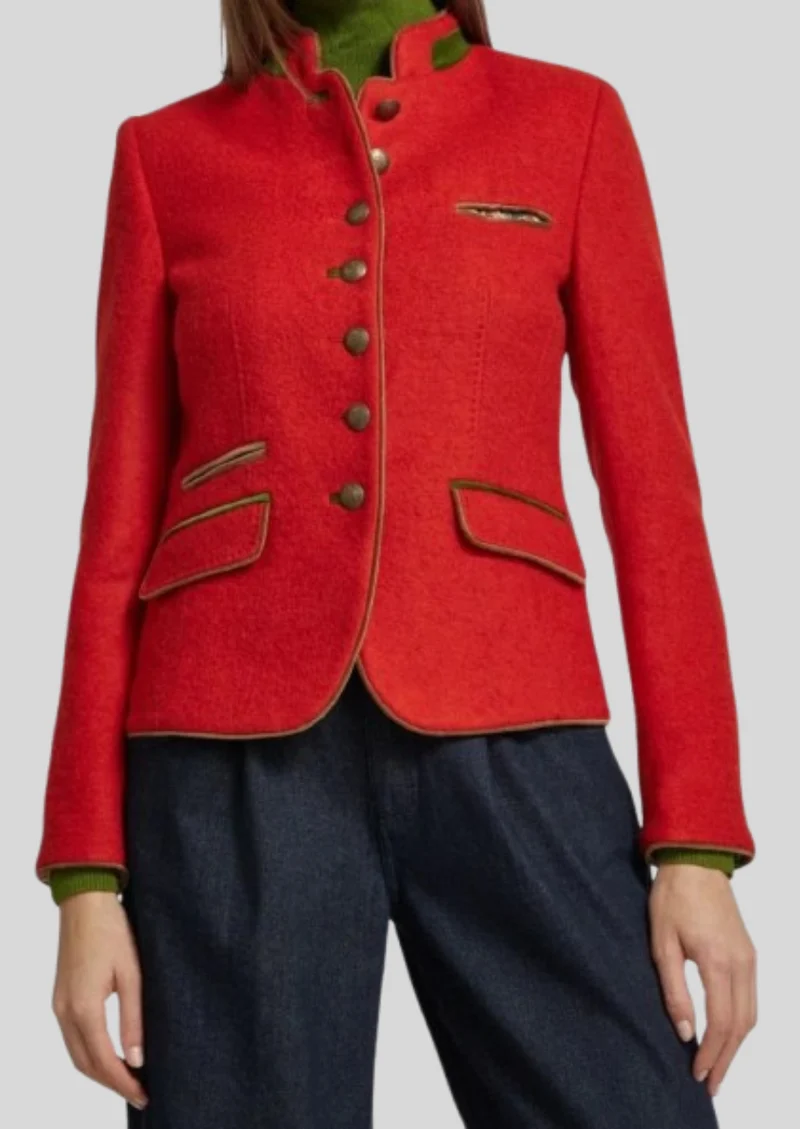 Womens Red Alpine Wool Jacket Fit