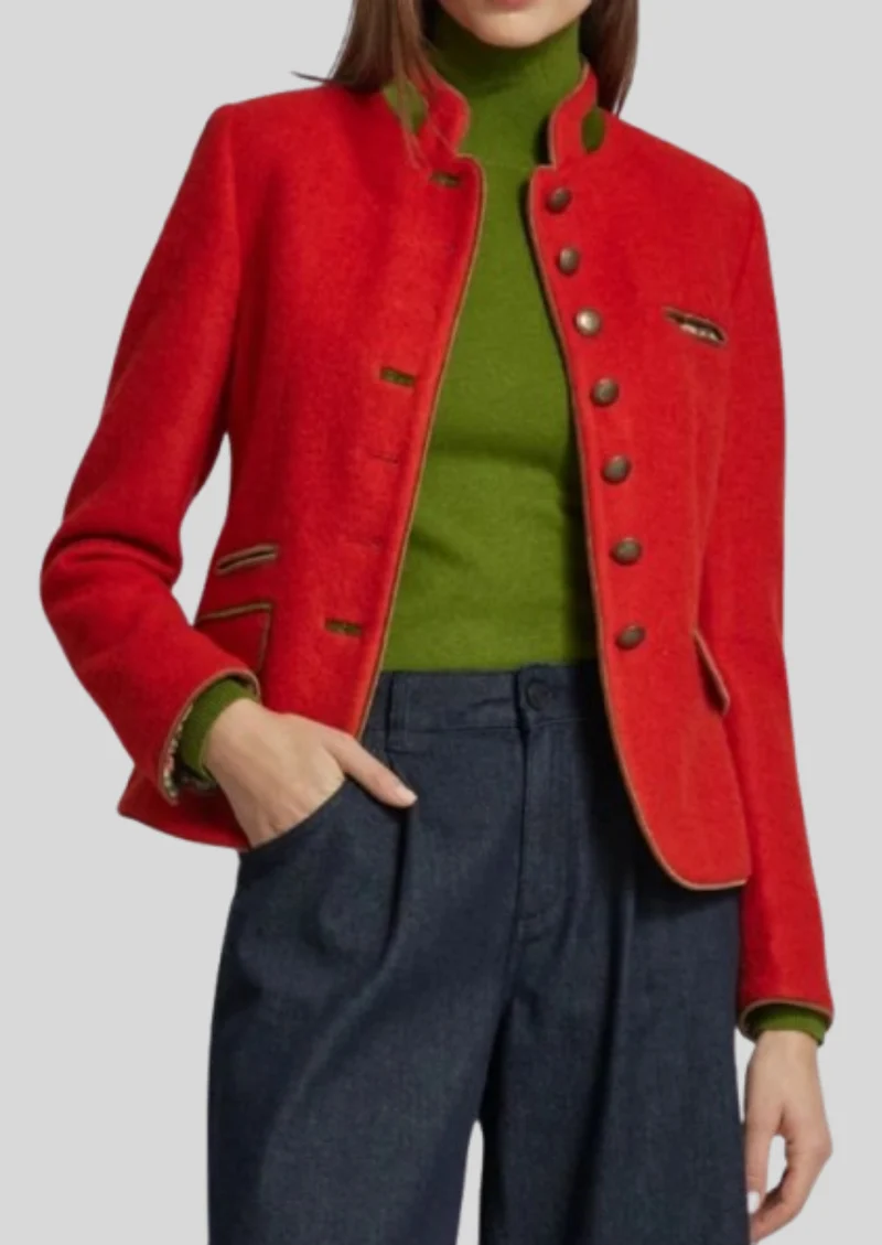 Womens Red Alpine Wool Jacket Fit