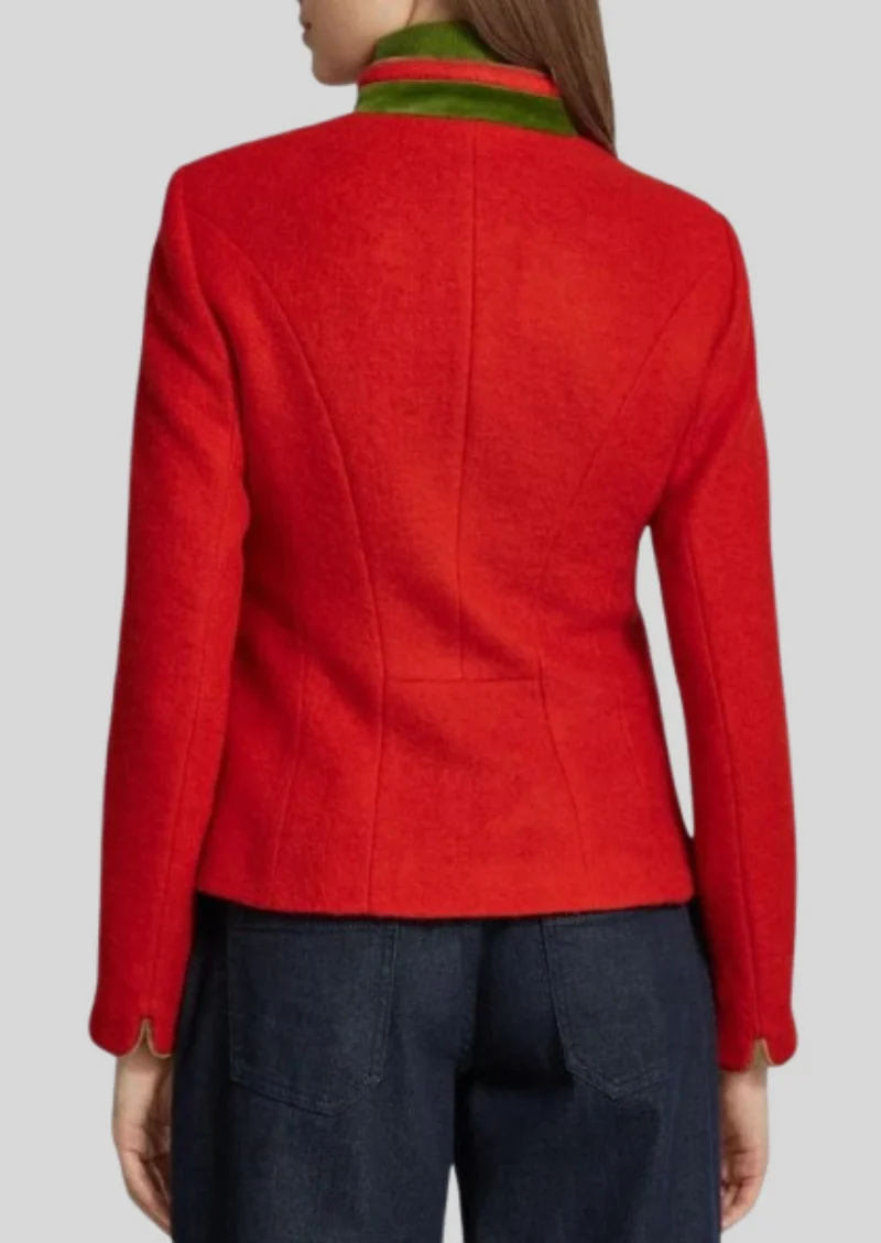Womens Red Alpine Wool Jacket Fit
