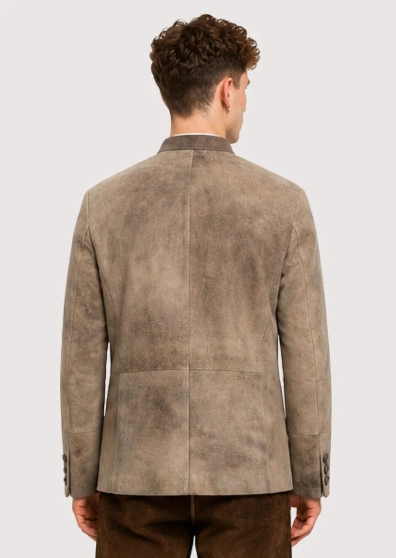 Mens Taupe Leather Alpine Coat