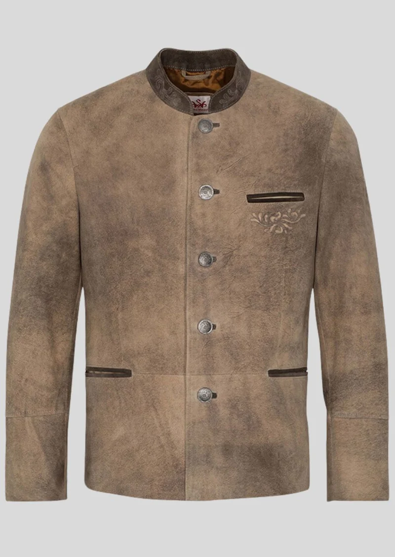 Mens Taupe Leather Alpine Coat
