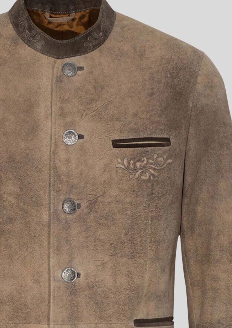 Mens Taupe Leather Alpine Coat