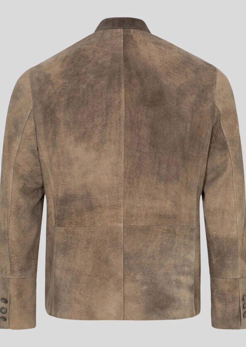 Mens Taupe Leather Alpine Coat