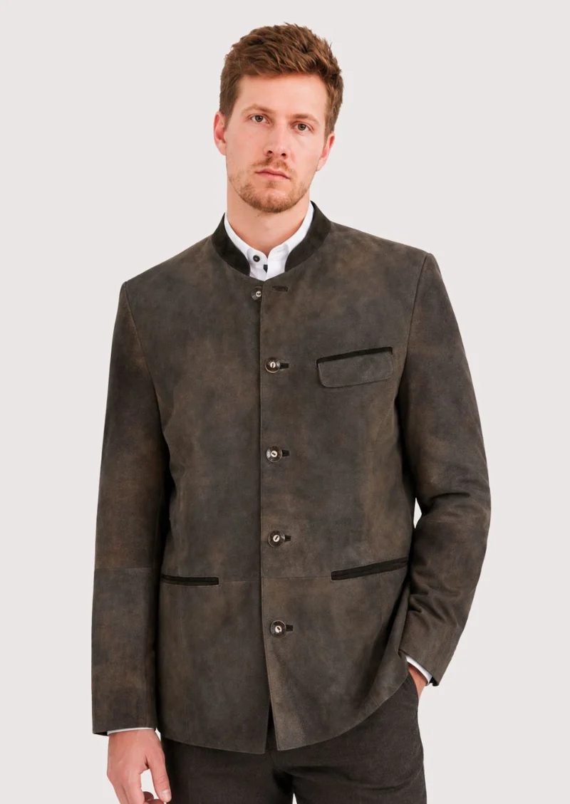Mens Brown Leather Alpine Coat