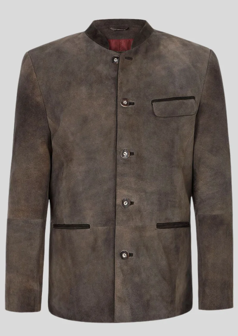 Mens Brown Leather Alpine Coat