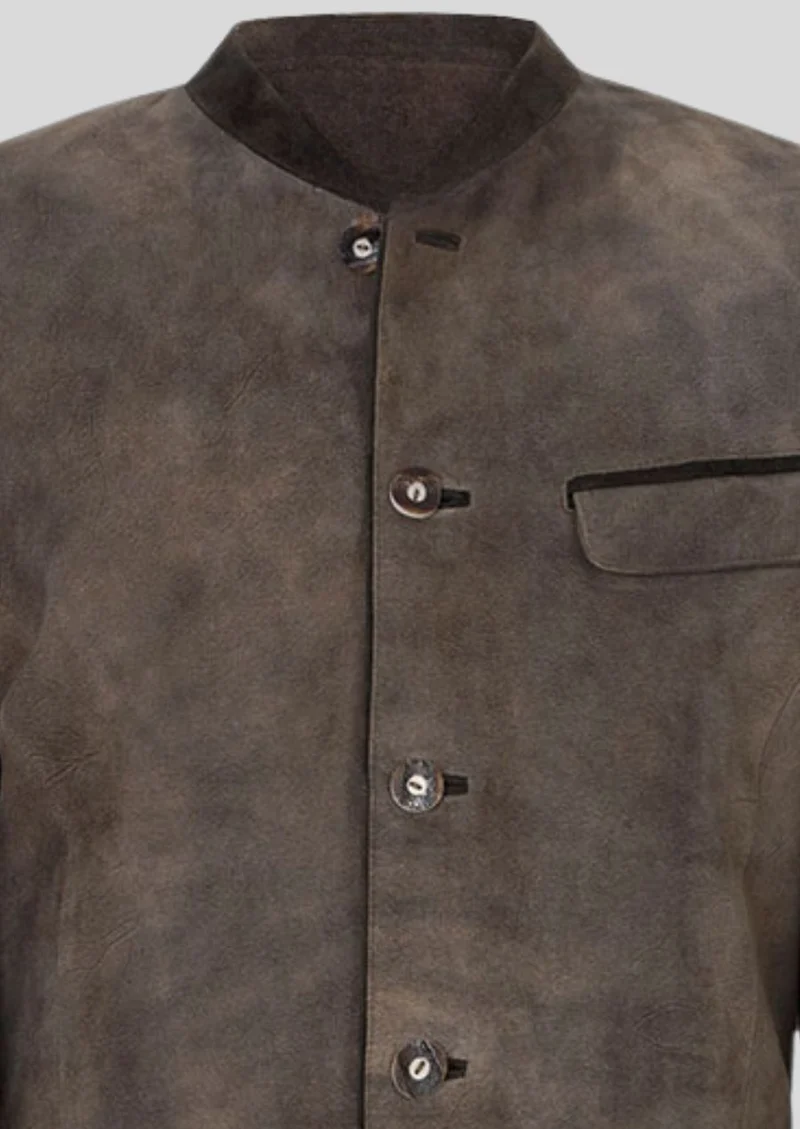 Mens Brown Leather Alpine Coat