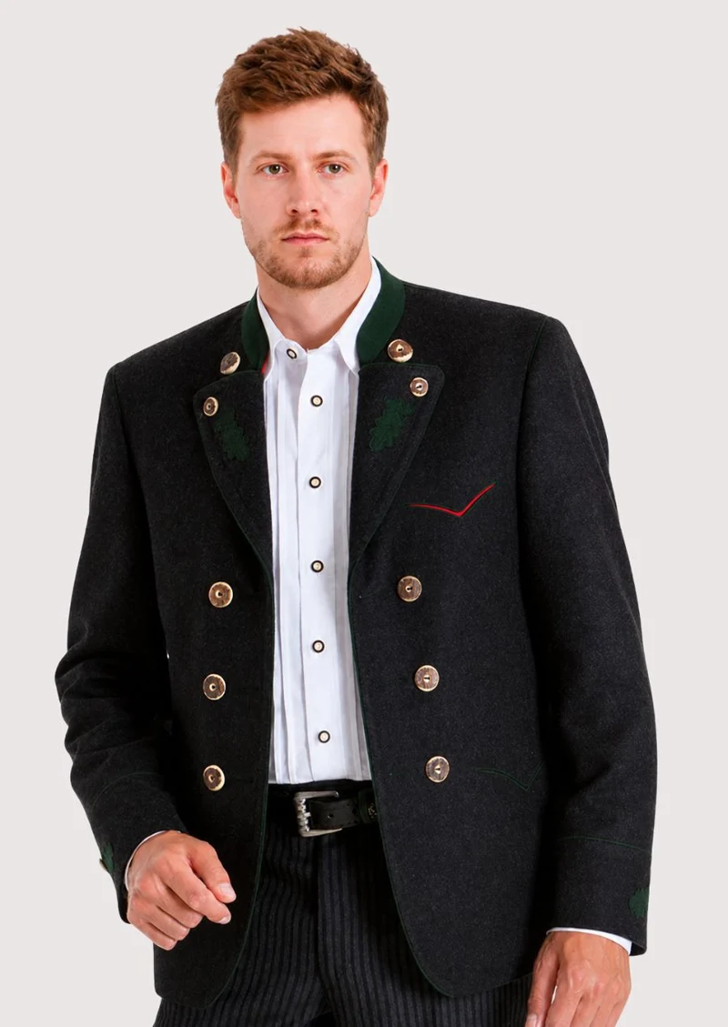 Mens Black Bavarian Trachten Coat