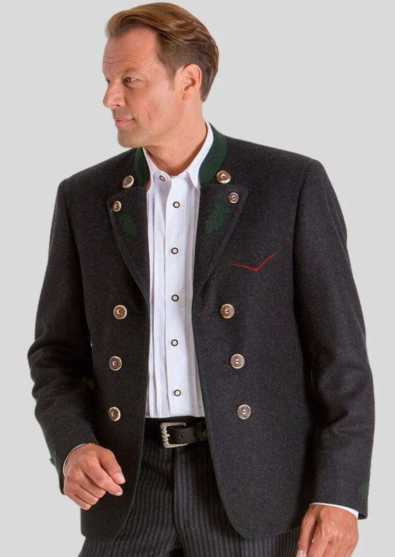 Mens Black Bavarian Trachten Coat