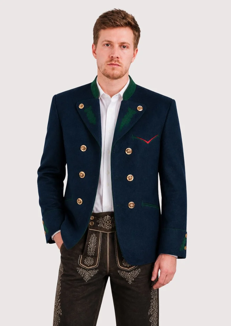 Mens Navy Bavarian Trachten Coat