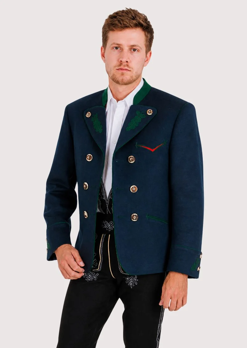 Mens Navy Bavarian Trachten Coat