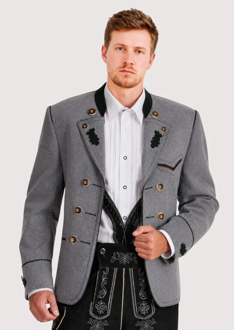 Mens Grey Bavarian Trachten Coat