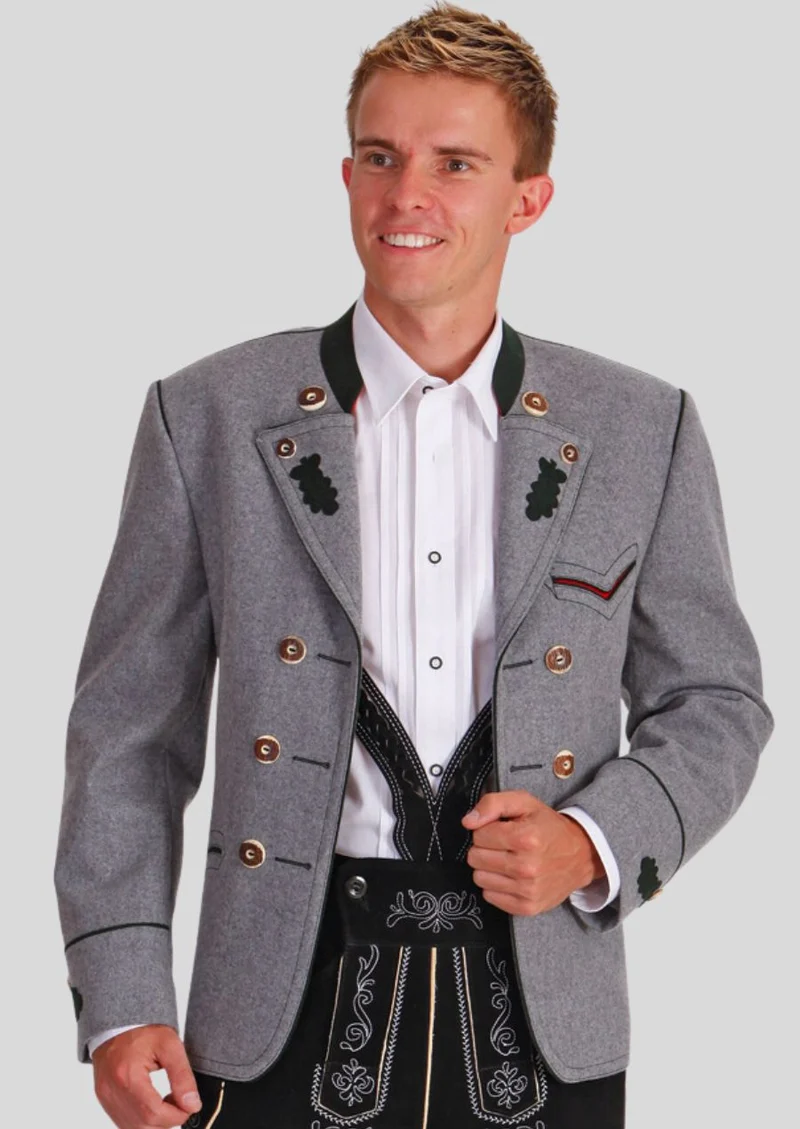 Mens Grey Bavarian Trachten Coat
