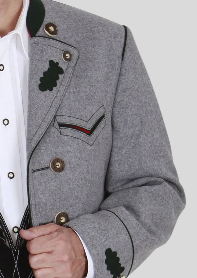 Mens Grey Bavarian Trachten Coat