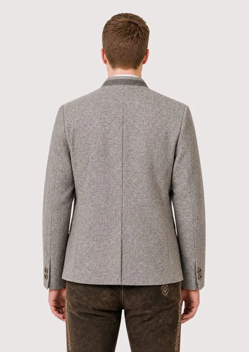 Mens Slim Fit Grey Trachten Jacket