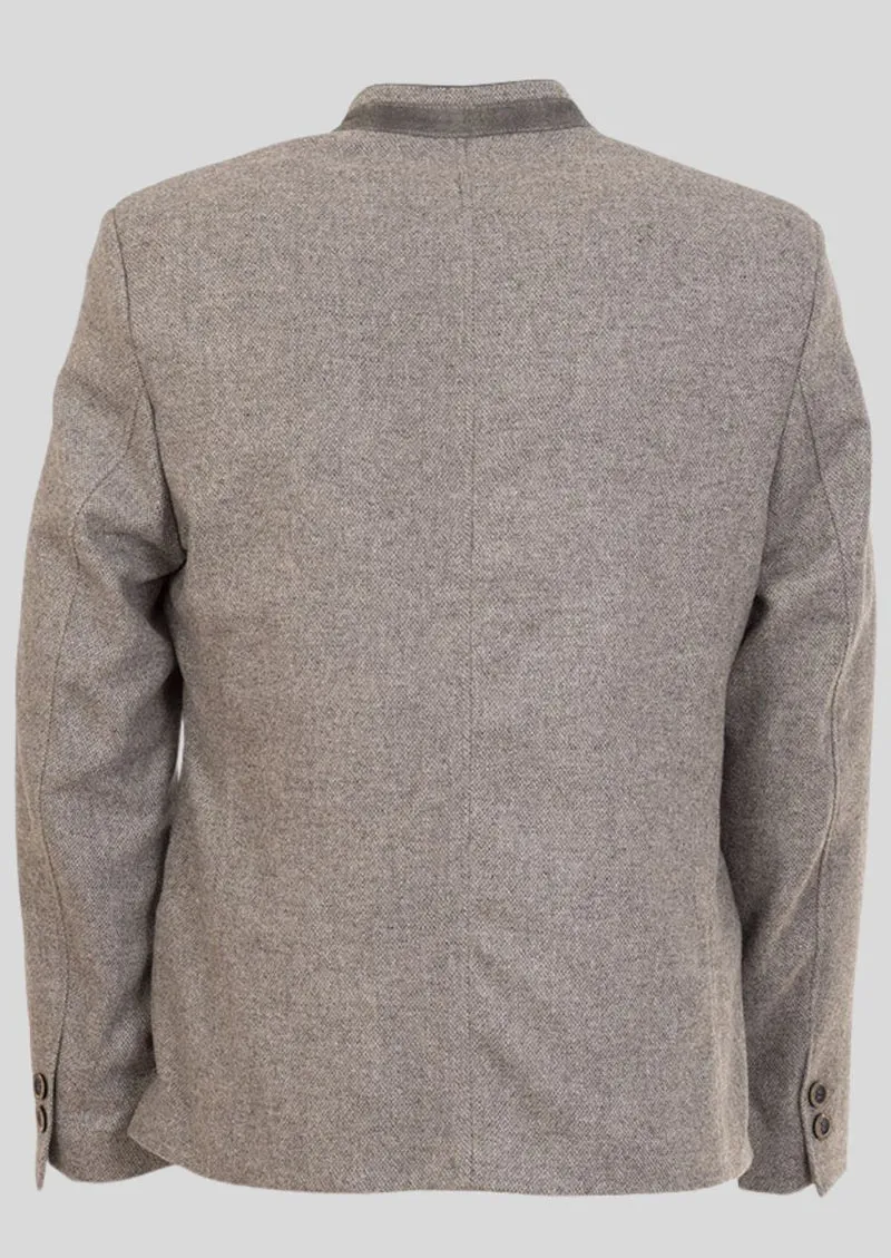 Mens Slim Fit Grey Trachten Jacket