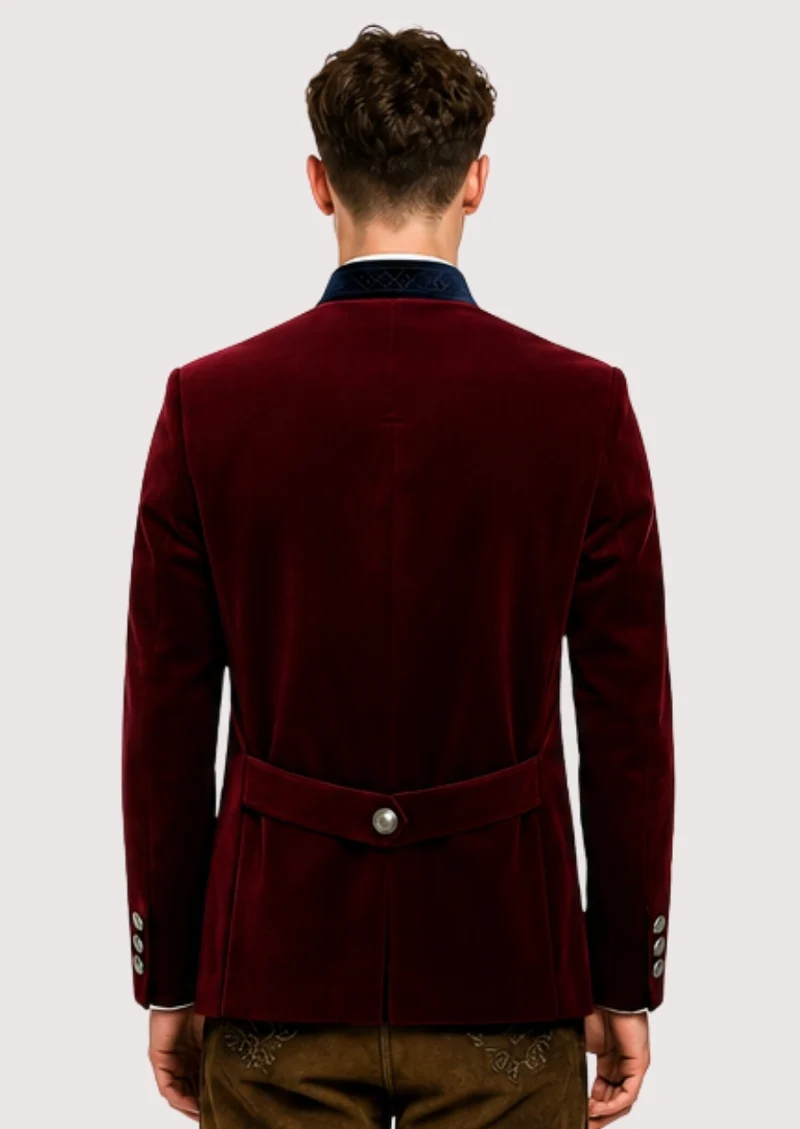 Mens Luxury Red Velvet Dress Coat
