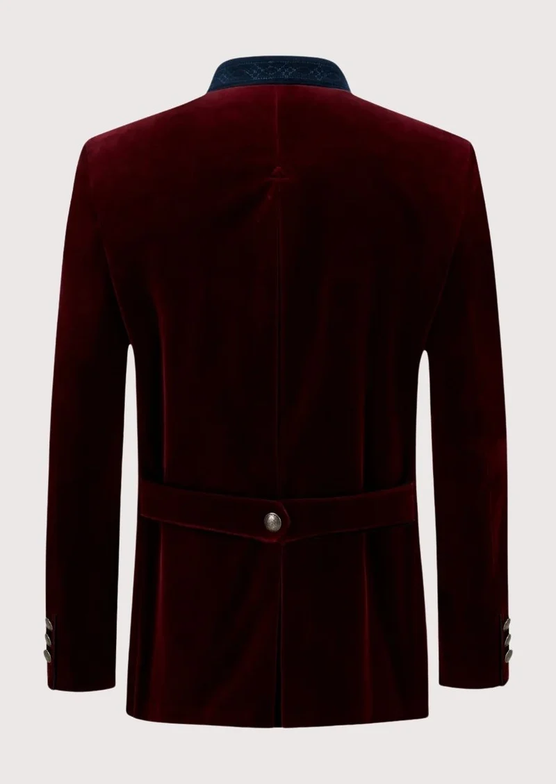 Mens Luxury Red Velvet Dress Coat