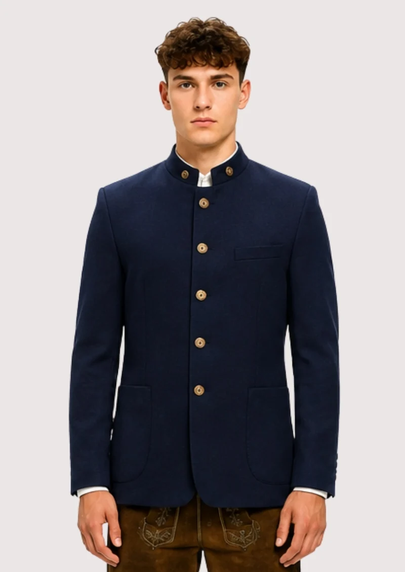 Men Refined Dark Blue Occasion Coat