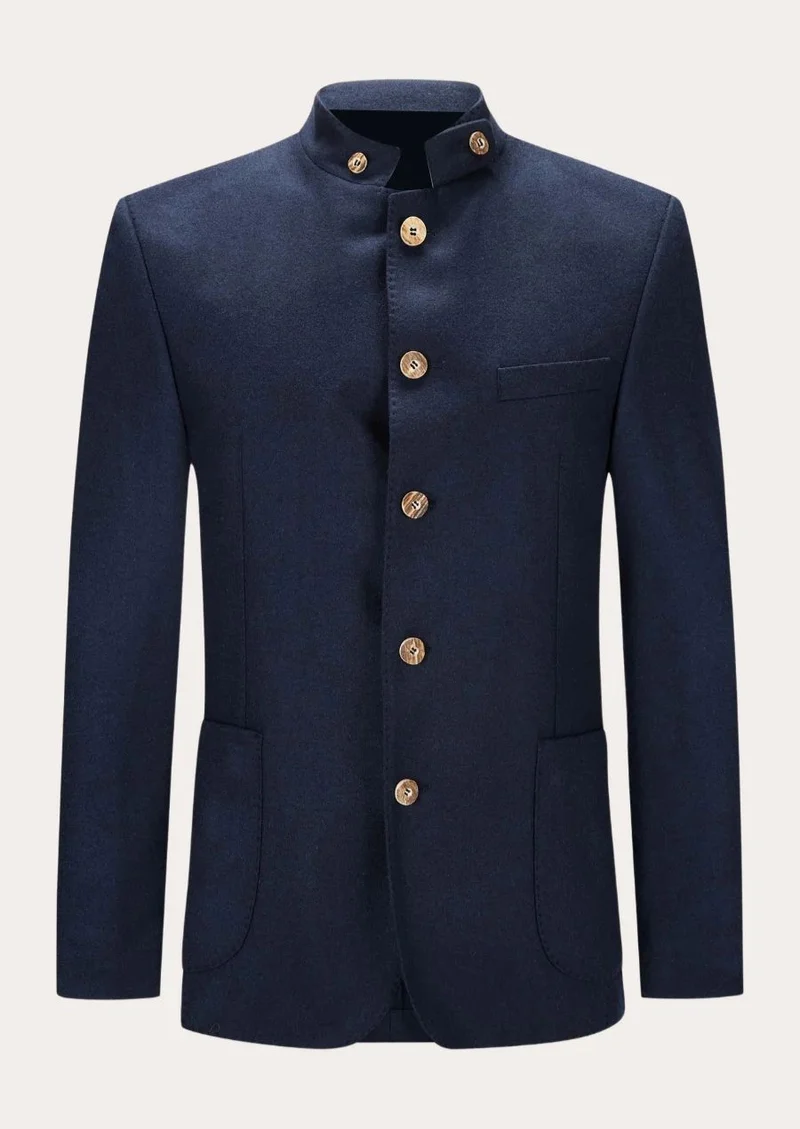 Men Refined Dark Blue Occasion Coat