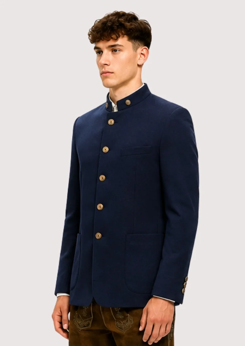 Men Refined Dark Blue Occasion Coat