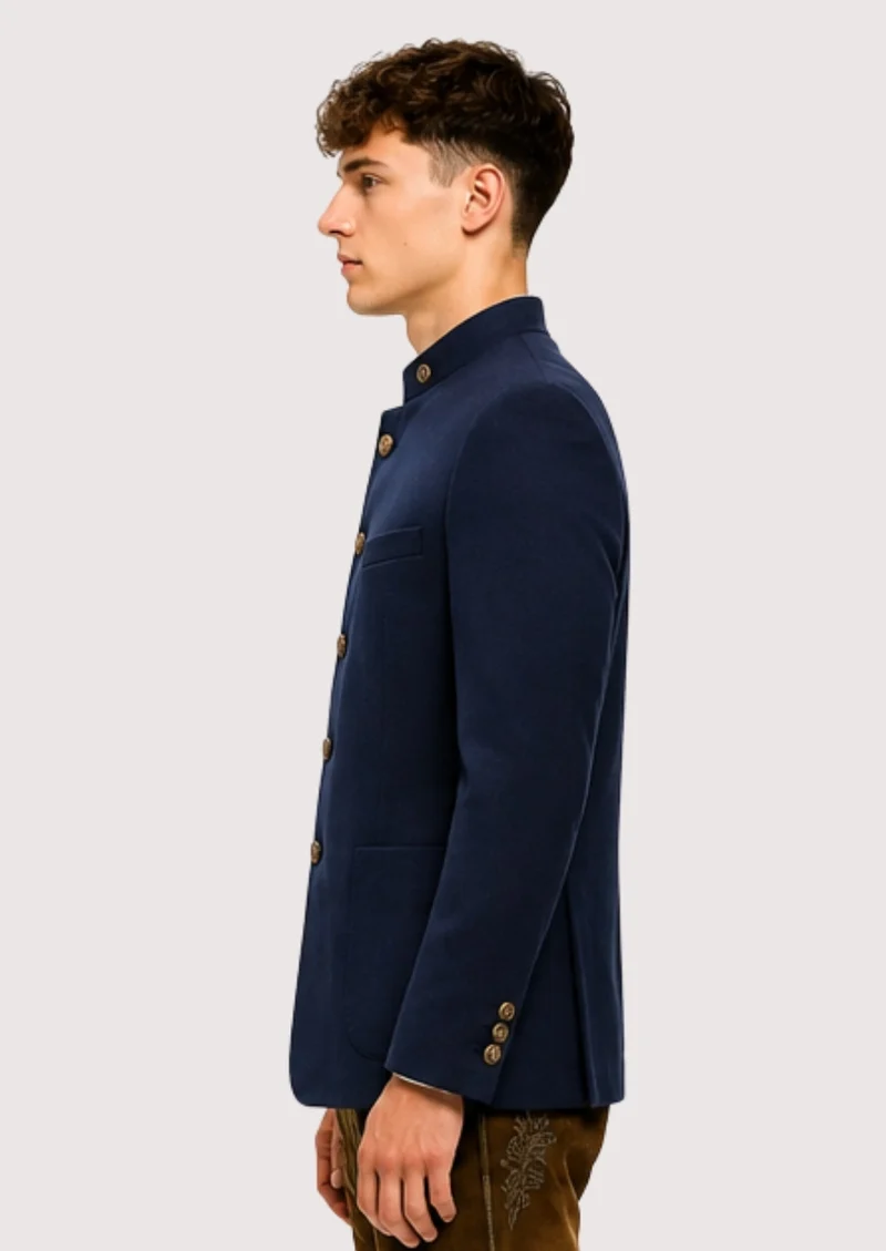 Men Refined Dark Blue Occasion Coat