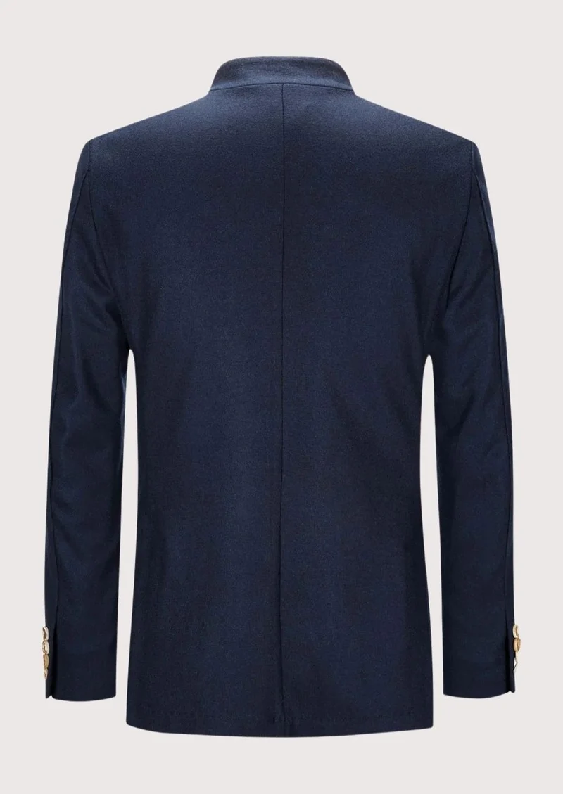 Men Refined Dark Blue Occasion Coat