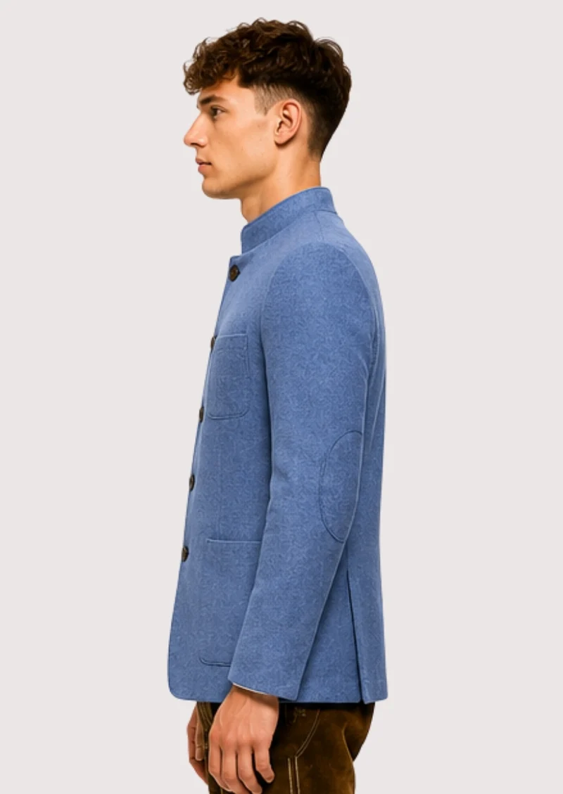 Mens Sky Blue Pattern Formal Coat