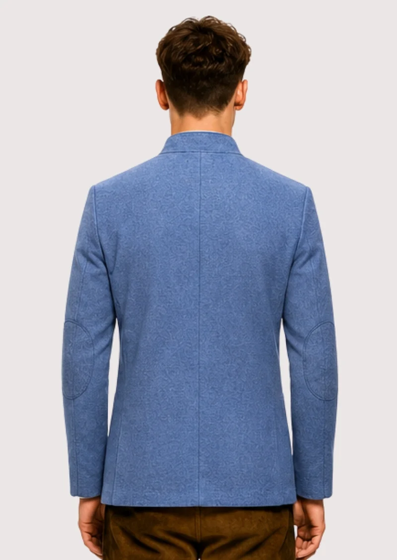 Mens Sky Blue Pattern Formal Coat