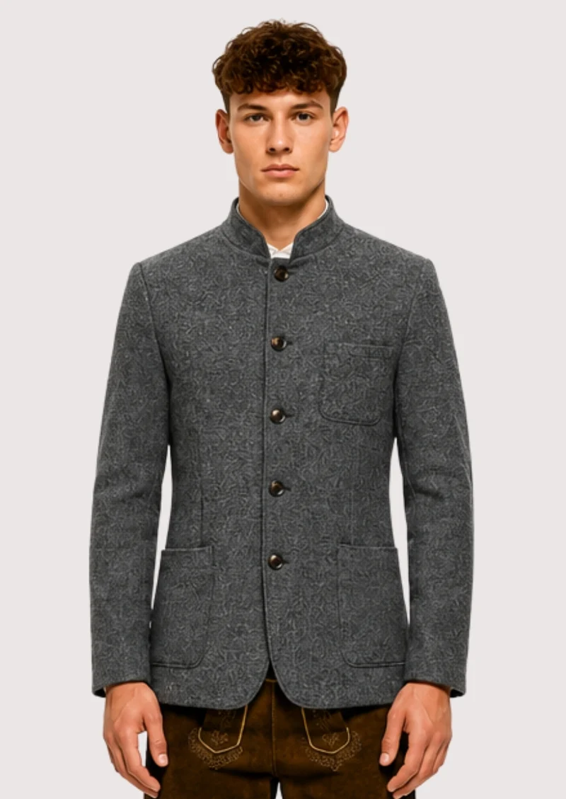 Men Contemporary Grey Formal Jacket